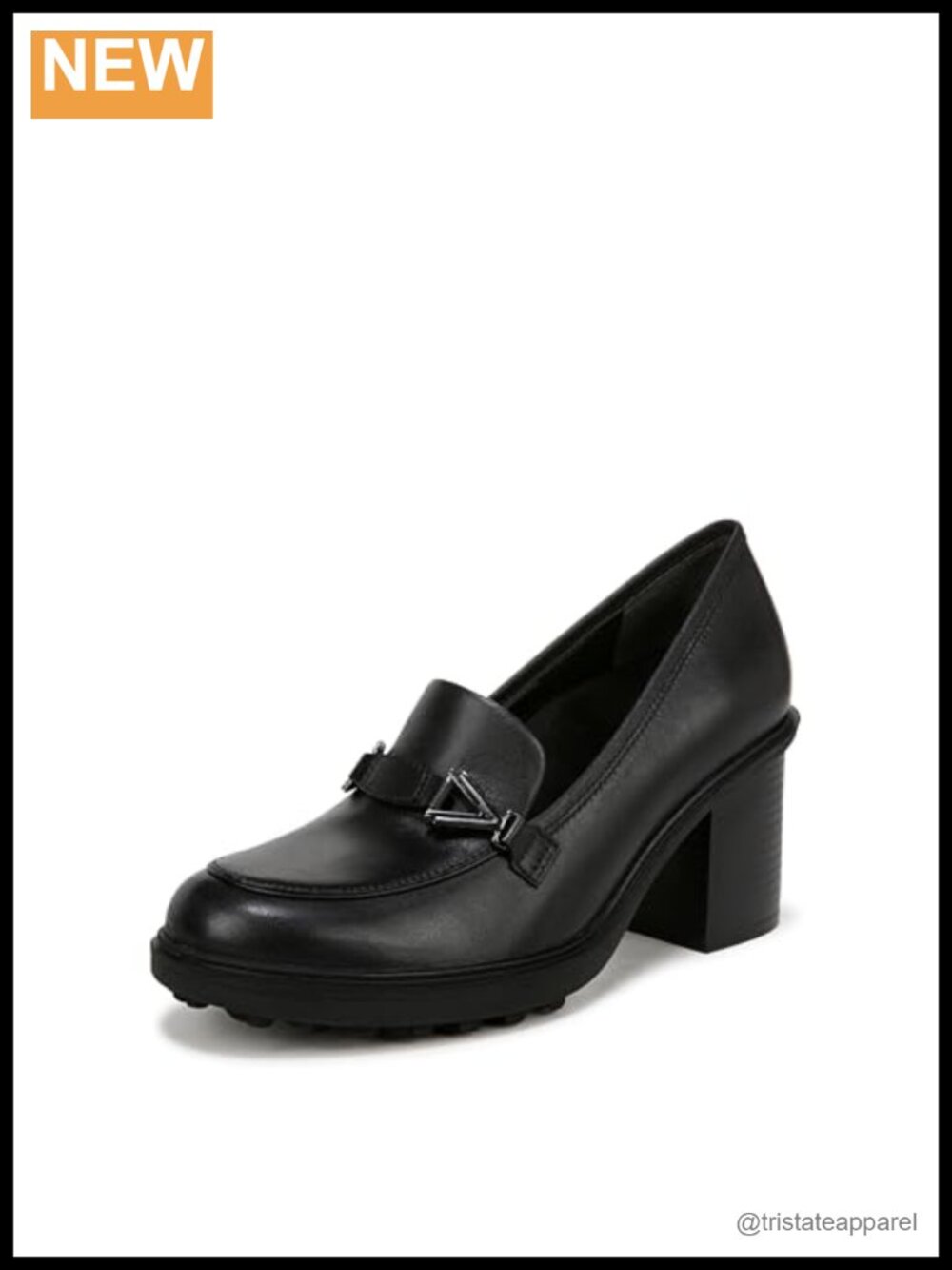 Vionic Tiburon Leather Heel Loafer Block Heel Round Toe Slip-On